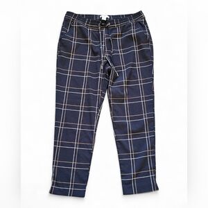 H&M L.O.G.G. Women’s Navy Blue Plaid Jogger Trousers Size US 10
